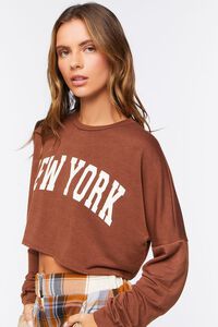 BROWN/CREAM New York Cropped Graphic Tee, image 2