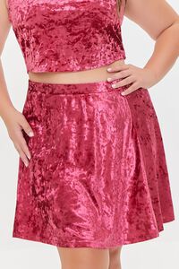 BURGUNDY Plus Size Velvet Cami & Skirt Set, image 6