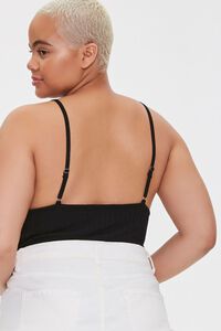 BLACK Plus Size Ribbed Cami Bodysuit, image 3