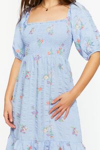 BLUE/MULTI Floral Print Puff-Sleeve Maxi Dress, image 5