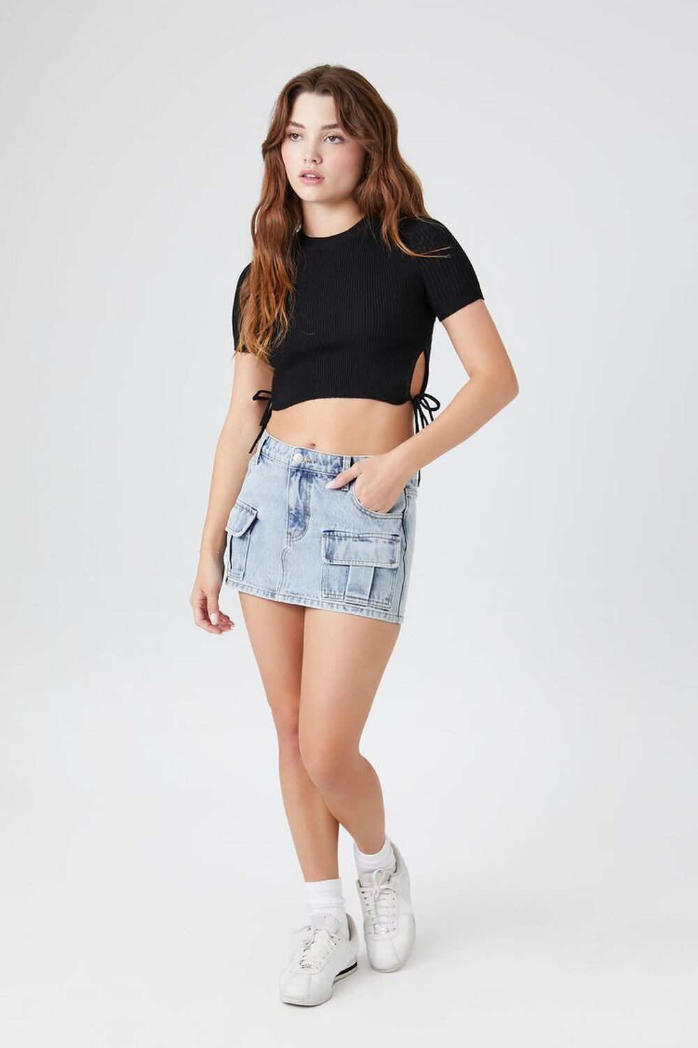 Sweater-Knit Cutout Cropped Tee