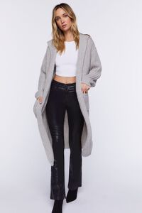 SILVER Hooded Duster Cardigan Sweater, image 1