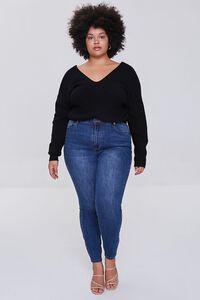 BLACK Plus Size Ribbed Twist-Back Sweater, image 4