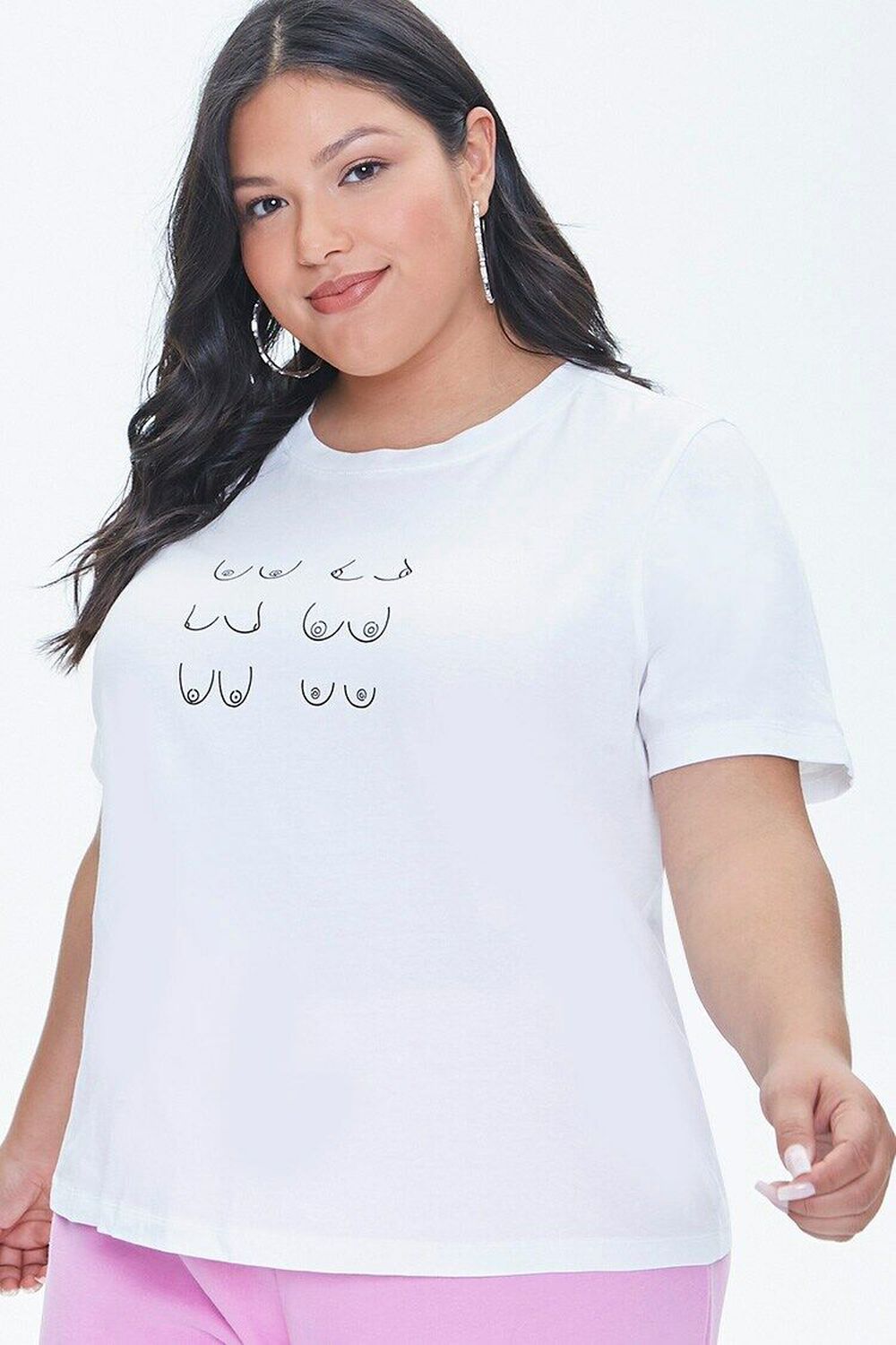 WHITE/BLACK Plus Size Stand Up To Cancer Graphic Tee, image 1