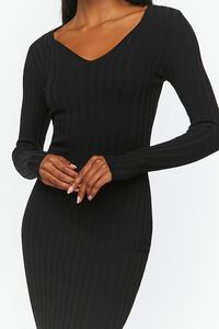 BLACK Sweater-Knit V-Neck Midi Dress, image 5