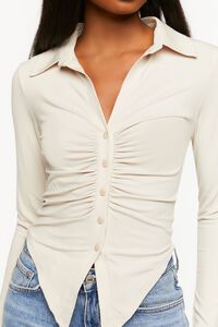 NEUTRAL GREY Ruched Long-Sleeve Shirt, image 5