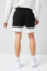 BLACK/WHITE French Terry Varsity-Striped Shorts, image 4