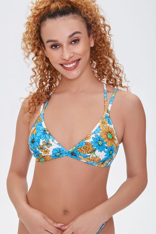 BLUE/MULTI Floral Print Bikini Top, image 1