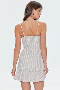 TAUPE/MULTI Striped Ruffled Button-Front Dress, image 3