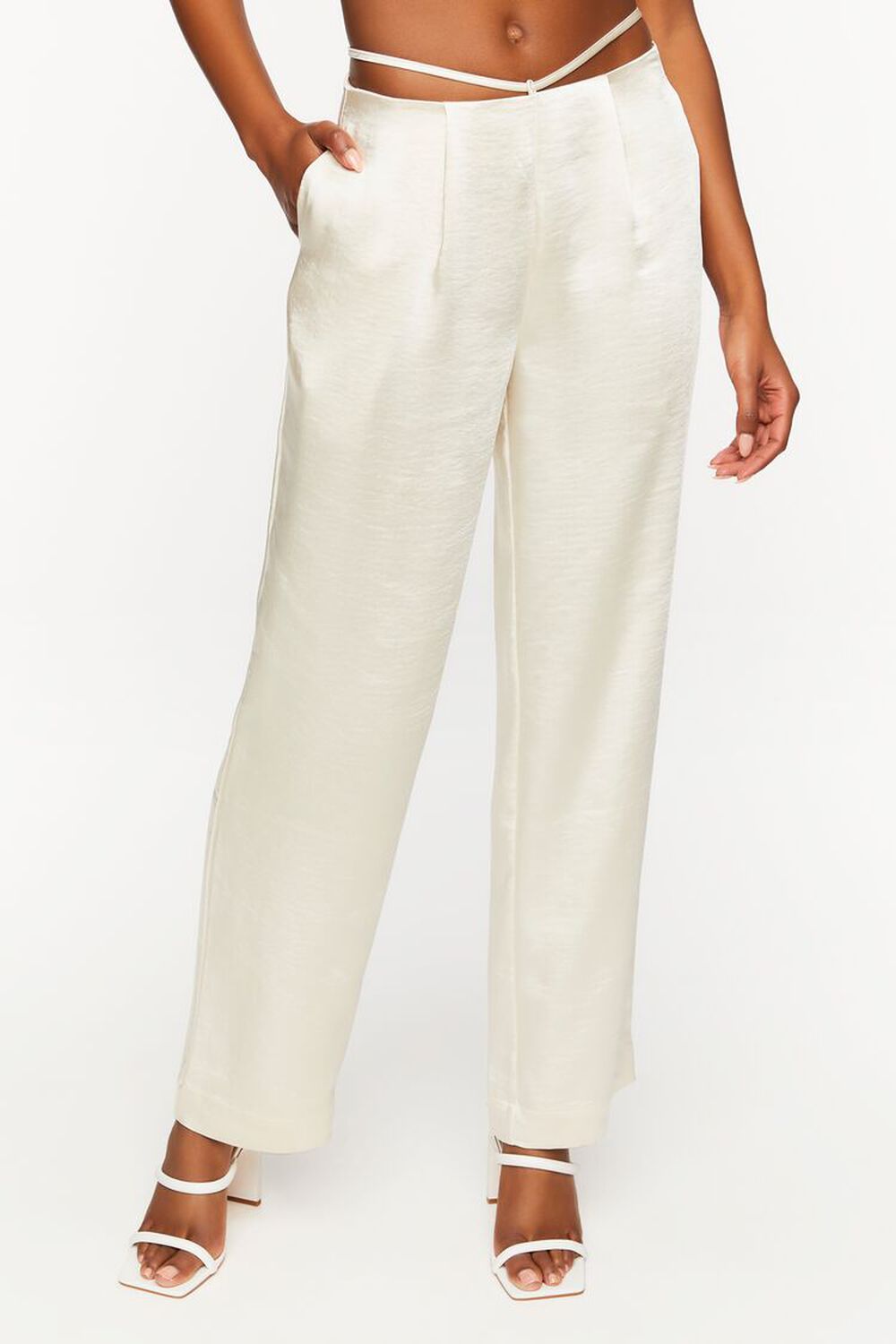 Satin Strappy Mid-Rise Pants, image 2