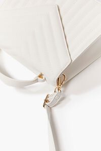 WHITE Quilted Chevron Faux Leather Satchel, image 5