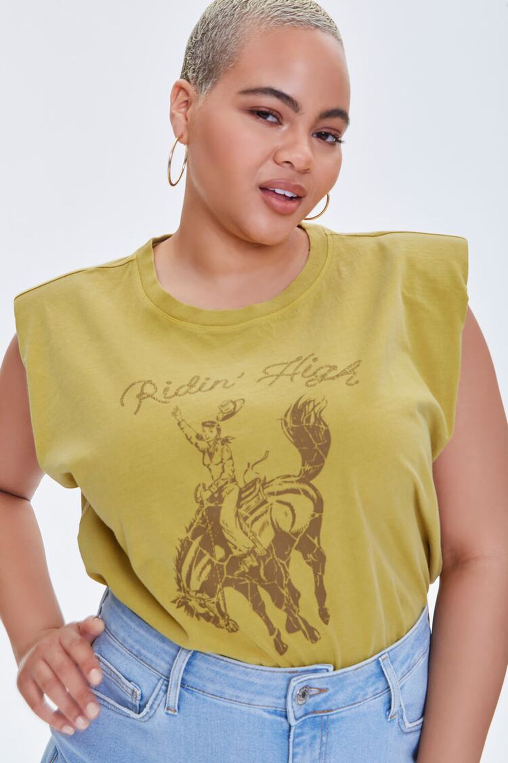 YELLOW/MULTI Plus Size Ridin High Graphic Muscle Tee, image 1