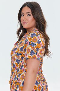 ORANGE/MULTI Plus Size Floral Print Shirt, image 2