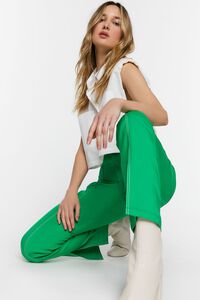 GREEN/WHITE Contrast-Trim Split-Hem Pants, image 5