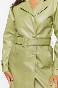 SAGE Faux Leather Double-Breasted Trench Coat, image 6