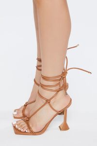 TAN Knotted Strappy Open-Toe Heels, image 2