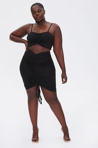 BLACK Plus Size Ruched Cami & Skirt Set, image 4
