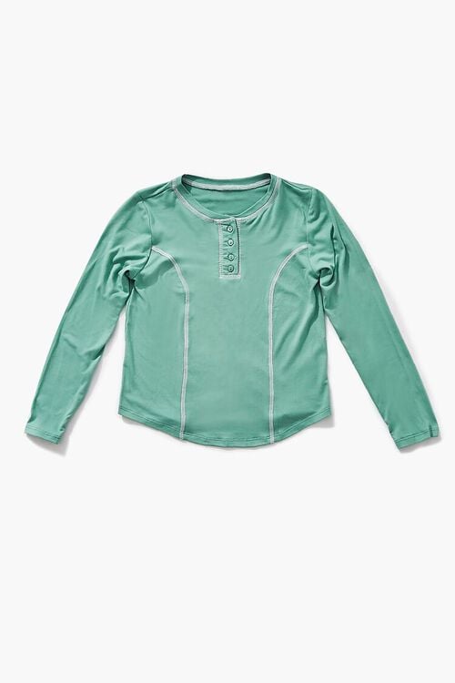 GREEN Girls Topstitched Buttoned Top (Kids), image 1