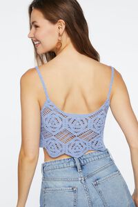 BLUE Sheer Crochet Cropped Cami, image 3