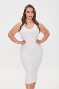 WHITE Plus Size Ribbed Tank Dress, image 5