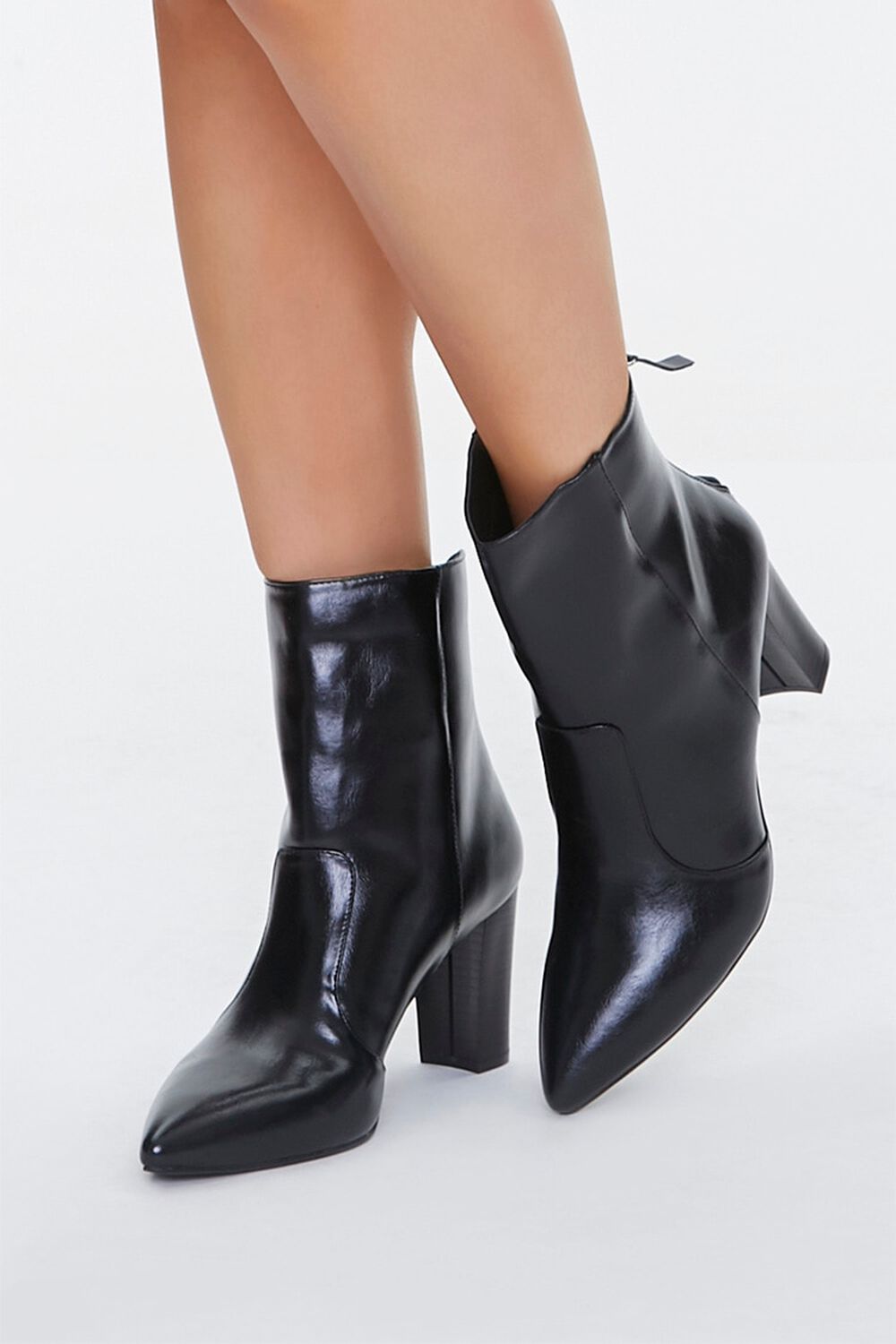 Pointed Faux Leather Booties