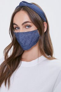 BLUE/MULTI Denim Headband & Face Mask Set, image 1