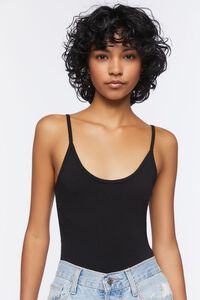 BLACK Cotton-Blend Cami Bodysuit, image 1