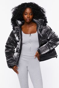 BLACK Quilted Puffer Jacket, image 1