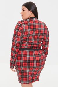 BURGUNDY/MULTI Plus Size Plaid Top & Mini Skirt Set, image 3