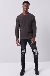 CHARCOAL Ribbed Distressed Sweater, image 4