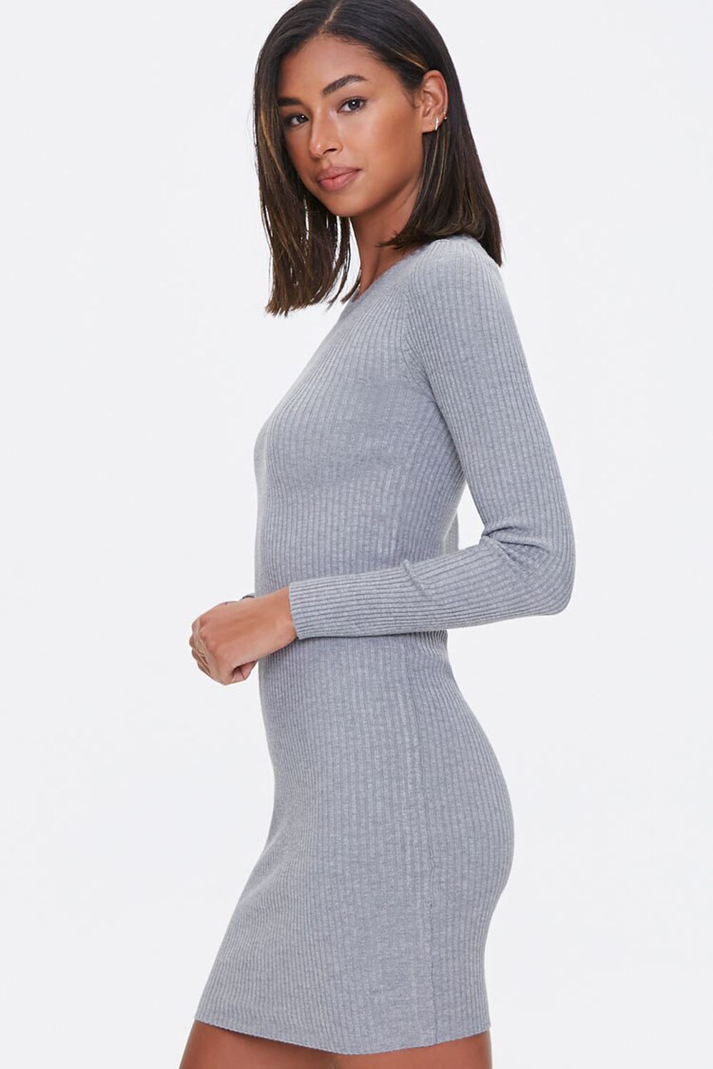 HEATHER GREY Sweater-Knit Mini Dress, image 2
