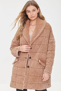 TAUPE Quilted Longline Jacket, image 1