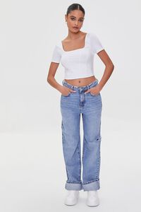 WHITE Seamed Crop Top, image 4