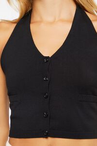 BLACK Cropped Halter Sweater Vest, image 5