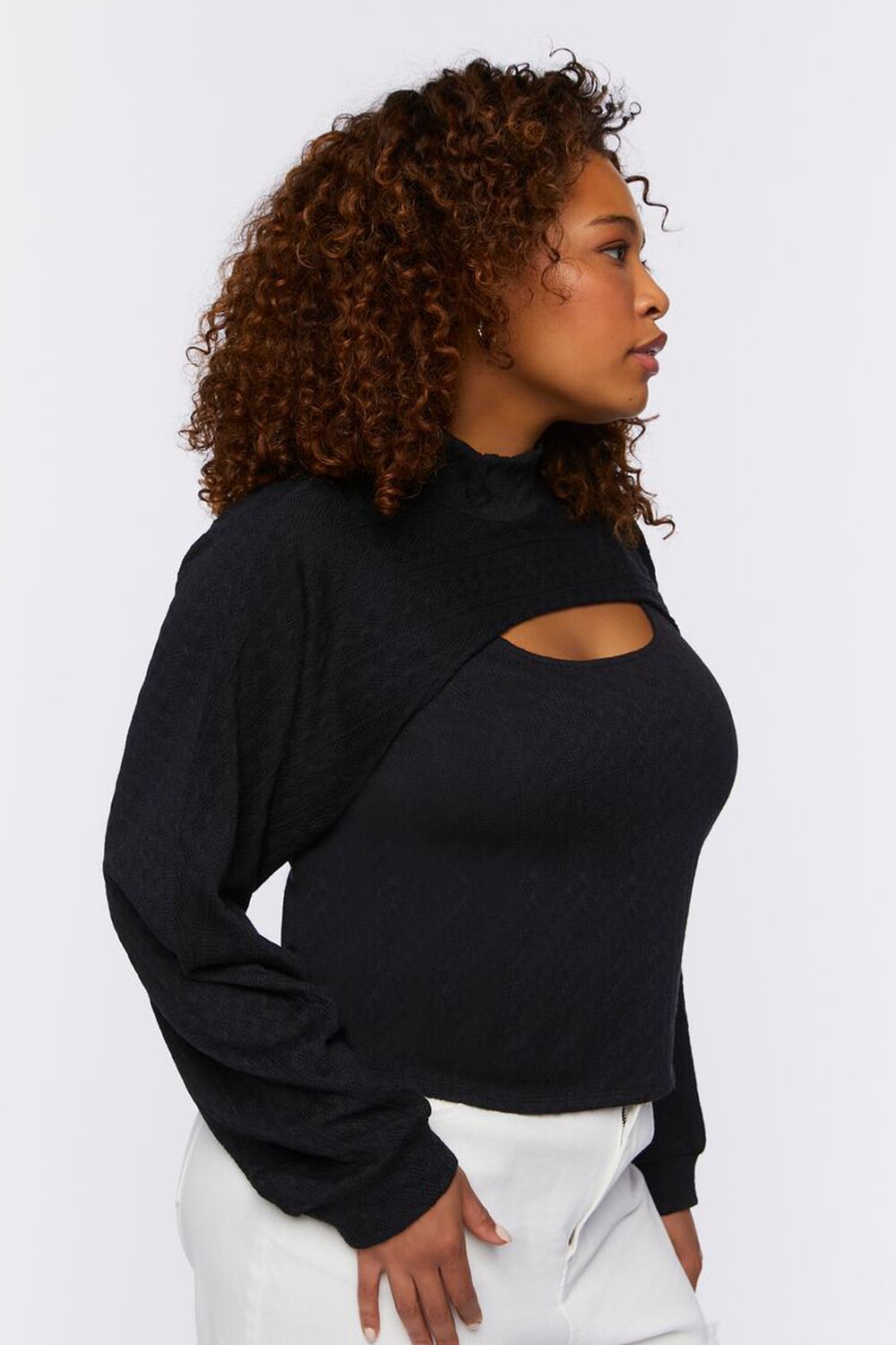 Plus Size Cable Knit Combo Top, image 2