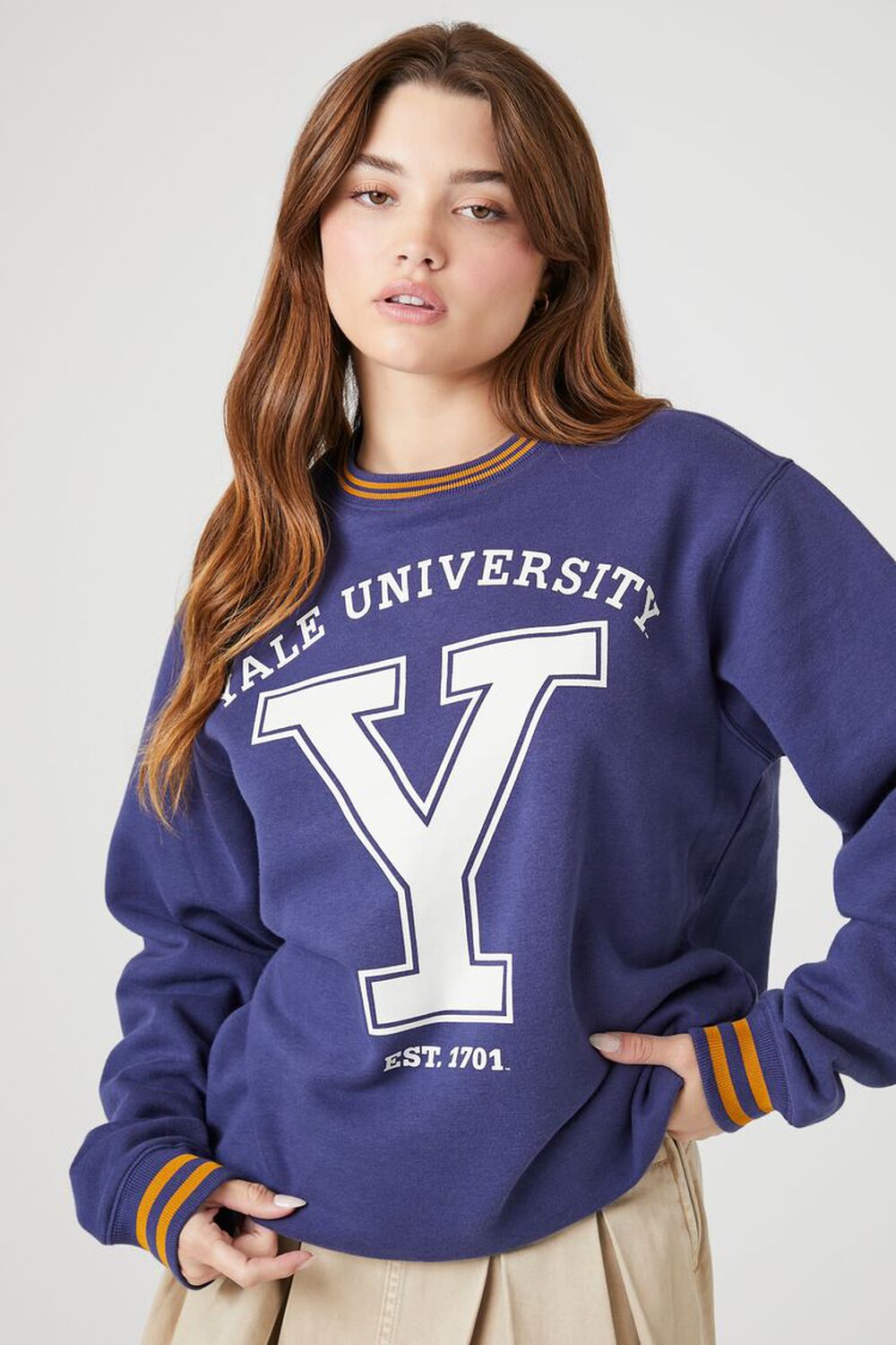 BLUE/MULTI Yale University Varsity-Striped Pullover, image 1