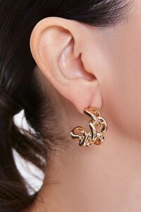 GOLD Warped Chain Hoop Earrings, image 2