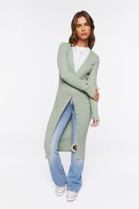 GREEN HAZE Ribbed Longline Cardigan Sweater, image 4
