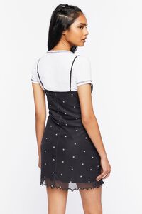 BLACK/WHITE Star Print Mesh Mini Dress, image 3