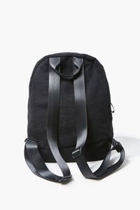 BLACK Corduroy Zippered Backpack, image 3