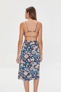 BLACK/MULTI Floral Print Crop Top & Midi Skirt Set, image 3
