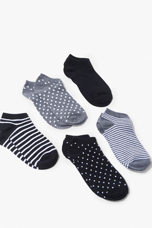 Polka Dot & Striped Ankle Socks Set