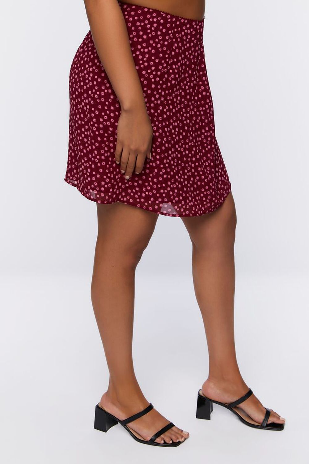MAROON/MULTI Plus Size A-Line Mini Skirt, image 3