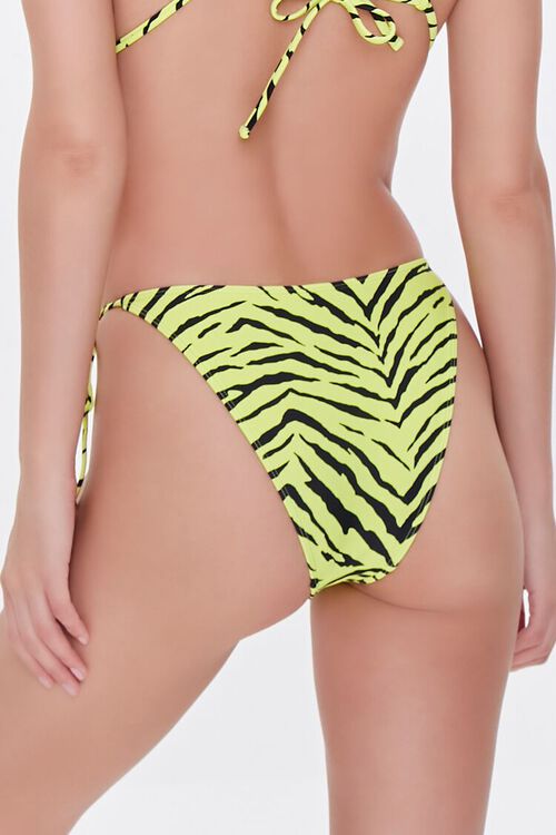 NEON YELLOW/BLACK Zebra Striped String Bikini Bottoms, image 4