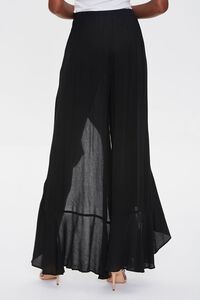 BLACK Crinkled Wrap-Front Ruffle-Trim Pants, image 4
