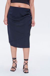 BLACK Plus Size Ruched Tulip-Hem Skirt, image 2