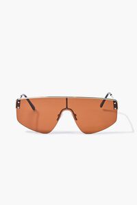 GOLD/BROWN Bar-Accent Shield Sunglasses, image 2