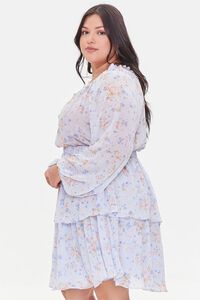BLUE/MULTI Plus Size Floral Mini Dress, image 2