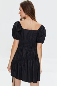 BLACK Tiered Puff-Sleeve Mini Dress, image 3