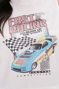 WHITE/MULTI Plus Size Racing Graphic Muscle Tee, image 5
